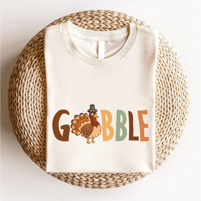 T-shirt Gobble mignonne Turquie automne Thanksgiving (Gobble Cute Turkey Autumn Thanksgiving T-Shirt)