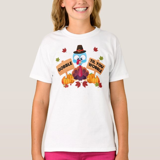 T-shirt Gobble Til You Wobble Baby Outfit Toddler Thanksgi (Devant)