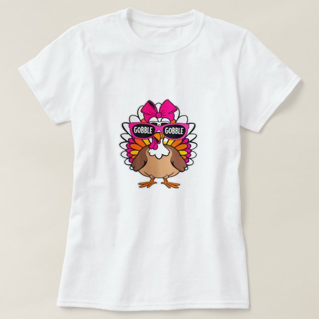 T-shirt Gobble Turkey Day Happy Thanksgiving (Design devant)