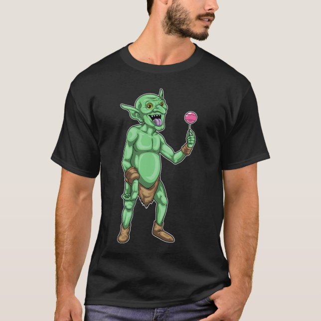 T-shirt Goblin Lollipop Halloween (Devant)