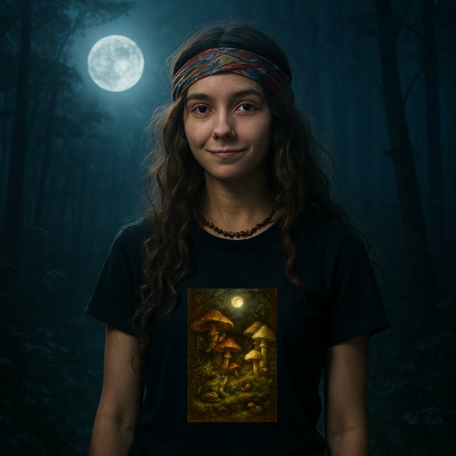 T-shirt Goblincore Mushrooms, Snails & Frog In Moonlight (Créateur téléchargé)