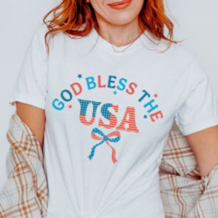 T-shirt God Bless America Cute USA Coquette 4 juillet