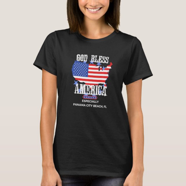 T-shirt God Bless America Especially Panama City-Beach FL  (Devant)