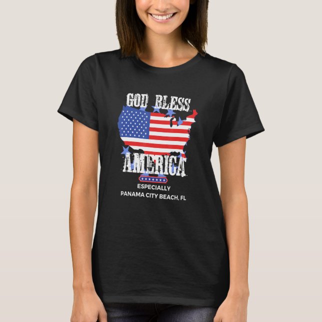 T-shirt God Bless America Especially Panama City-Beach FL  (Devant)