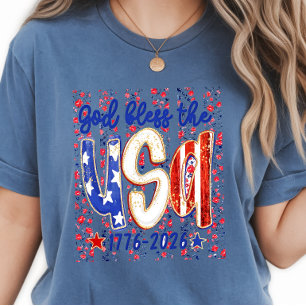 T-shirt God-Bless-The-USA- Fleuris Ditsy 4 juillet