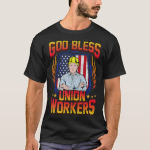 T-shirt God Bless Union Workers Handyman Ironworker pirate