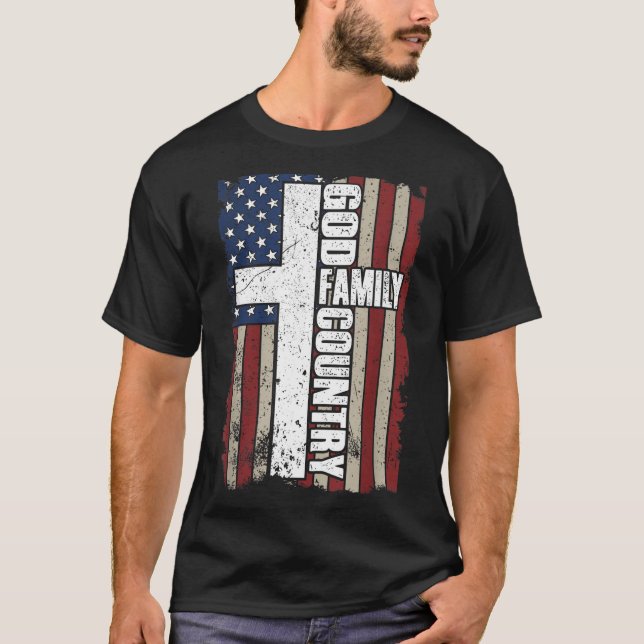 T-shirt God Family Country  (Devant)