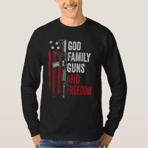 T-shirt God Family Guns Freedom Ar15 Pro Gun Américain Us