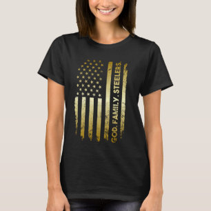 T-shirt God Family Steelers Pro Us Flag Fête des pères de 