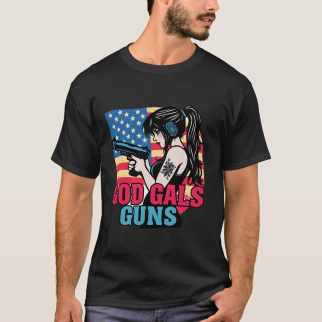 T-shirt ''God Gals Guns'' American Style  (Devant)