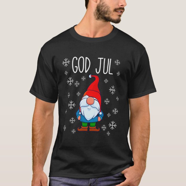 T-shirt God Jul Swedish Tomte Gnome Merry scandinave (Devant)
