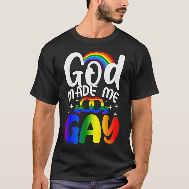 T-shirt God Made Me Gay LGBT LGBT Pride Christian Gay (Devant)