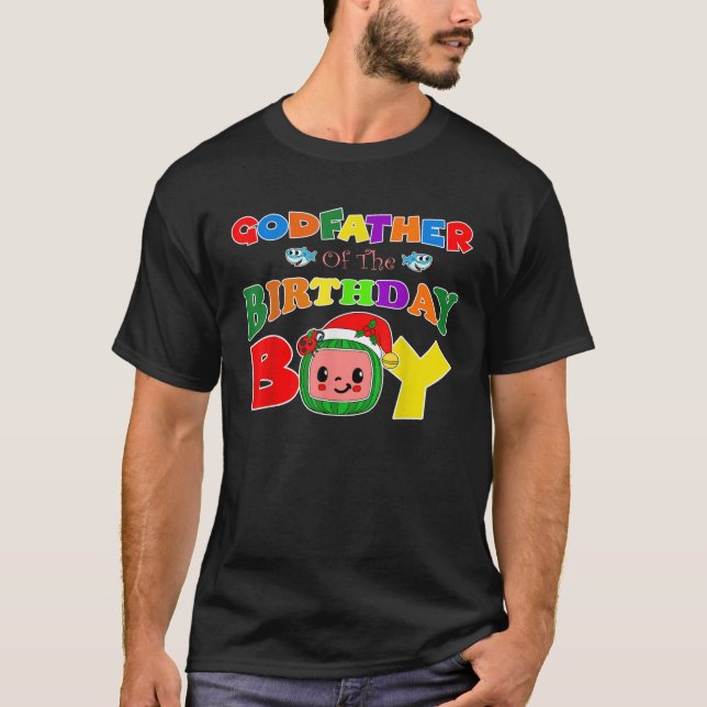 T-shirt Godfather Of The Birthday Boy Funny Melon Family M (Devant)