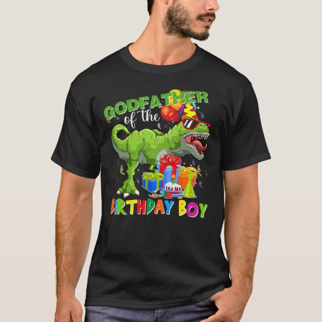 T-shirt Godfather Of The Birthday Boy T-rex Rawr Dinosaur  (Devant)