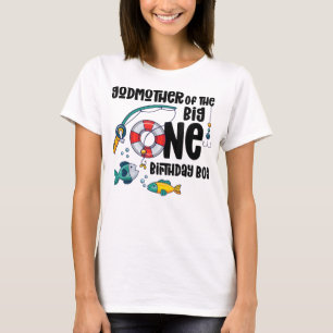 T-shirt Godmère Big Un Garçon 1 an Pêche Anniversaire
