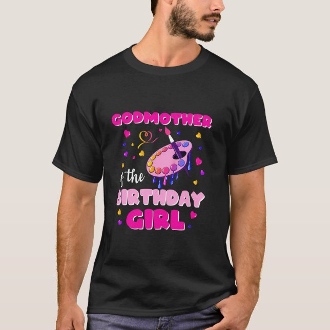 T-shirt Godmère De L'Anniversaire Fille Art Peinture Famil (Devant)