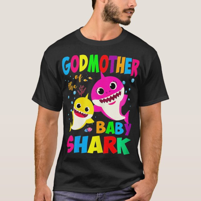 T-shirt Godmère Du Bébé Requin Anniversaire Godmère Sha (Devant)
