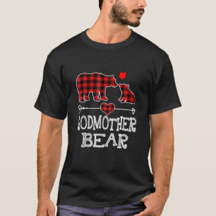 T-shirt Godmère Ours Pajama de Noël Rouge Plaid Buffalo