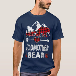 T-shirt Godmother Bear Shirt, Red Buffalo Plaid Godmother 