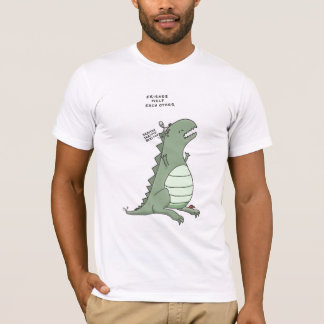 T-shirt godzilla et un alien : aide d'amis