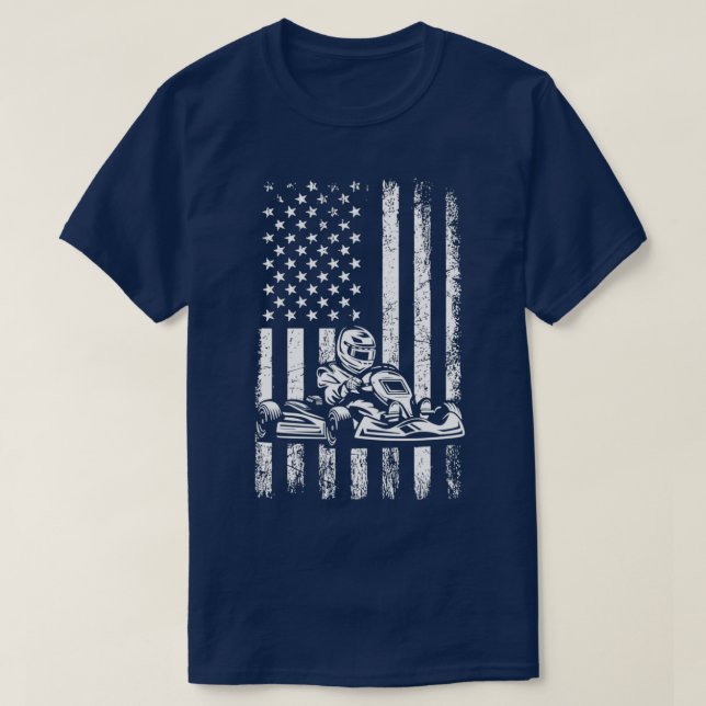 T-shirt gokart drapeau américain aller course de kart Clas (Design devant)