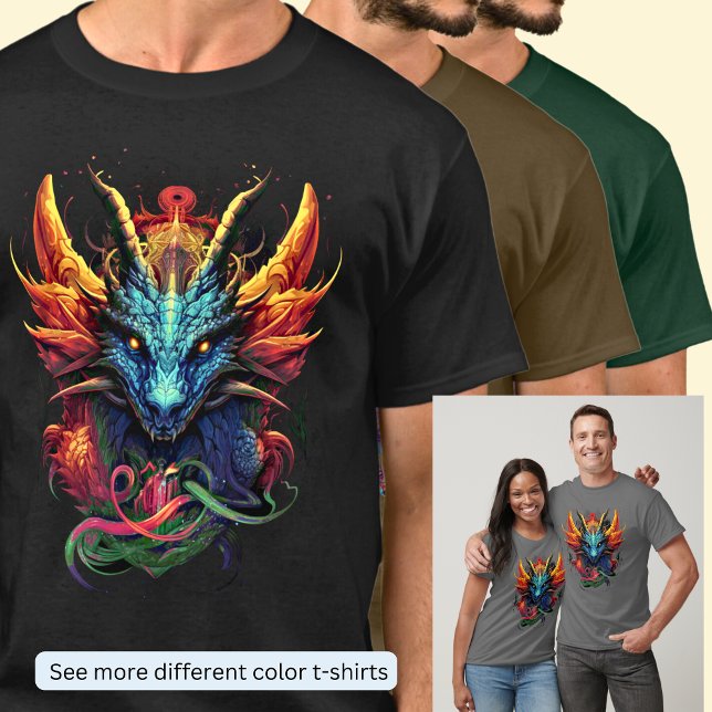 T-shirt Gold Aqua Red Dragon (Créateur téléchargé)