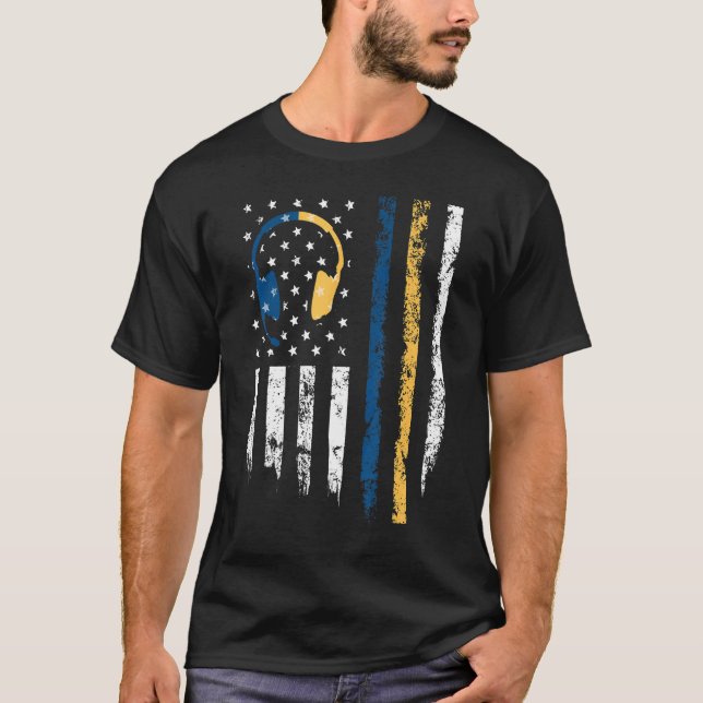 T-shirt Gold Blue Line 911 Police Dispatcher Première répo (Devant)