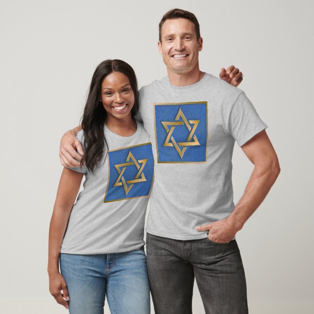 T-shirt Gold Blue Star de David Art Panel (Unisexe)