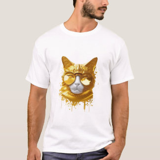 T-shirt GOLD CAT AI Générateur d'art imprimable