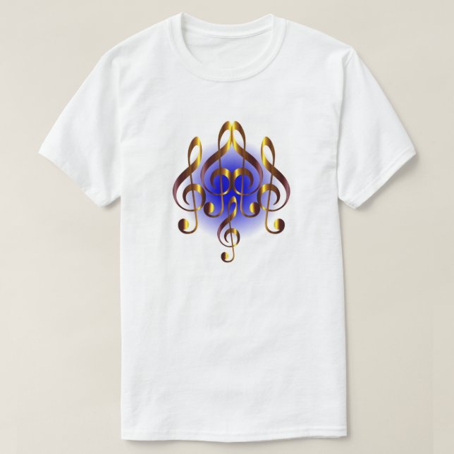 T-shirt Gold et Blue Musical Heart Design (Design devant)