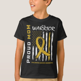 T-shirt Gold Fiers Maman d'un guerrier Enfance Cancer Awar