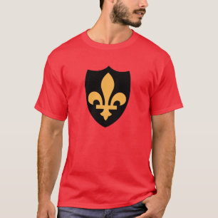 T-shirt Gold Fleur De Lis sur le Bouclier Noir