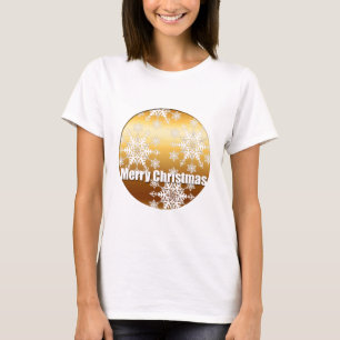T-shirt Gold Joyeux Noël Snowflakes -