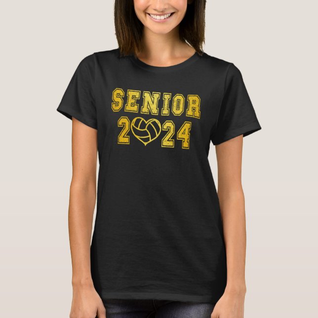 T-shirt Gold Senior Volleyball Player Class of 2024 (Devant)