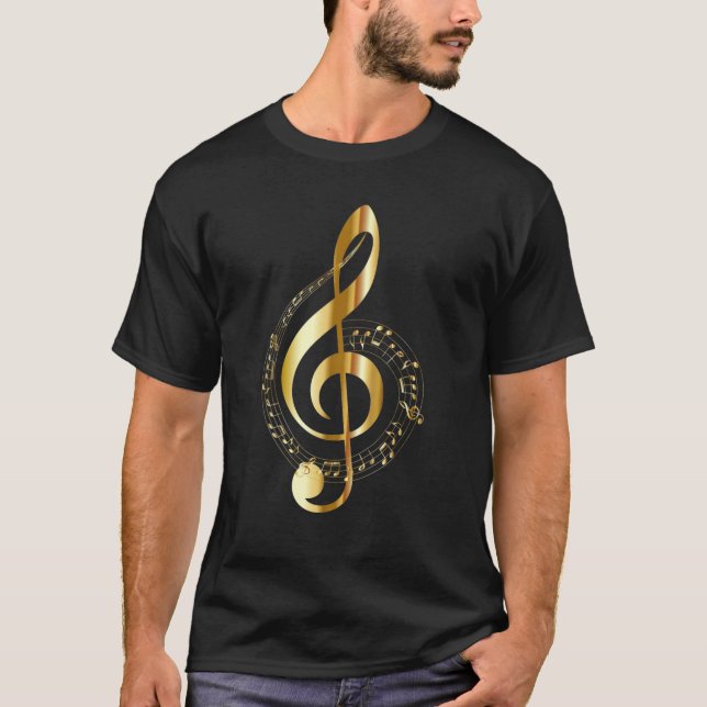 T-SHIRT GOLD TREBLE CLEF MUSIQUE NOTE (Devant)