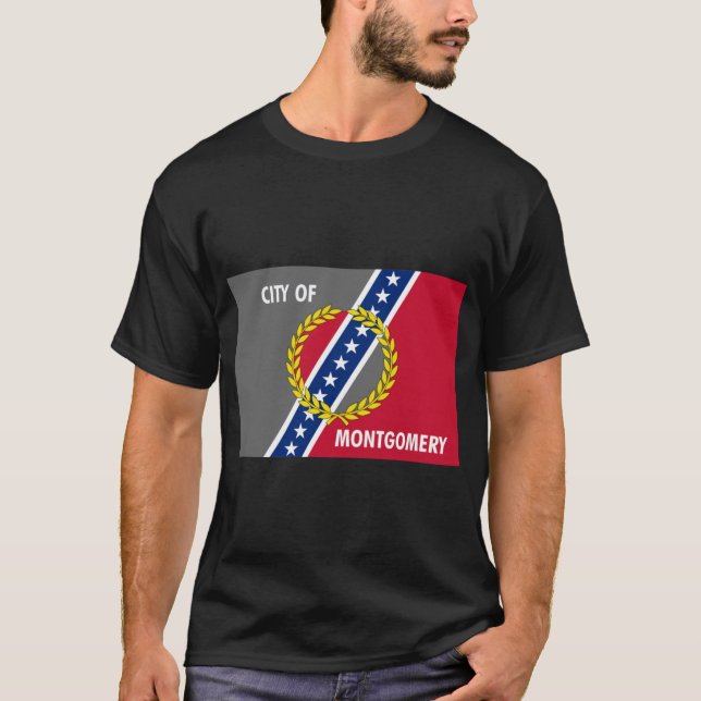 T-shirt Gold Wreath Grey and Red Montgomery Alabama Flag C (Devant)