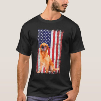 T-shirt Golden American Drapeau Chien Portes Masque Visage