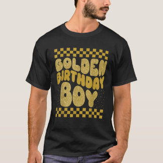 T-shirt Golden Birthday Boys Anniversaire Toddlers Fête d'