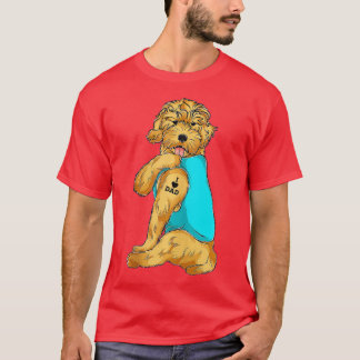 T-shirt Golden Doodle I Love Dad Tattoo Apparel, Dog Dad G