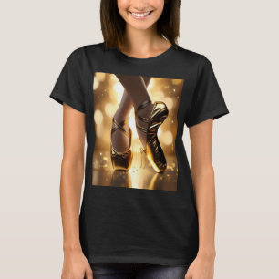 T-shirt Golden Elegance : Chaussures Ballerina sur Gold Bo
