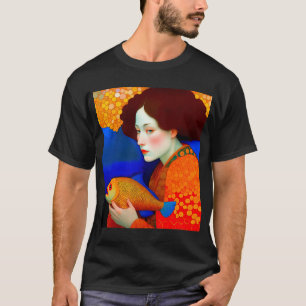 T-shirt Golden Fish Muse : portrait Art nouveau inspiré de
