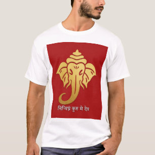 T-shirt Golden Ganesha - शु भा रं भ