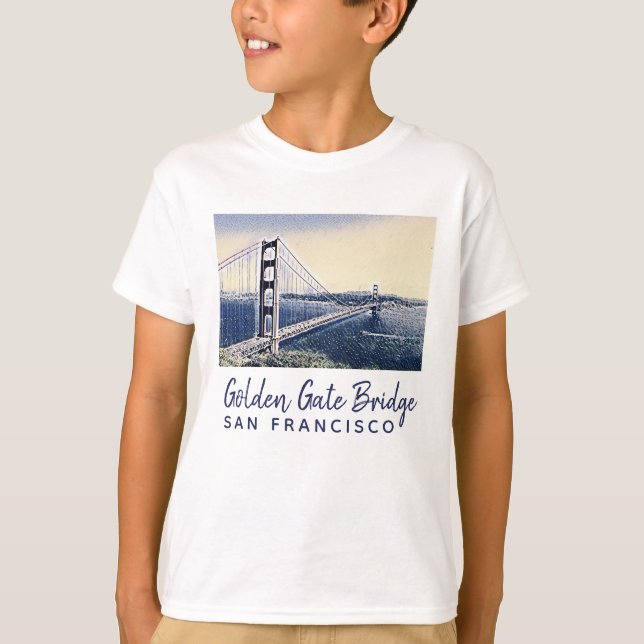 T-shirt Golden Gate Bridge San Francisco Watercolor Art (Devant)