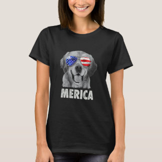 T-shirt Golden Retriever 4 juillet Merica Drapeau Américai