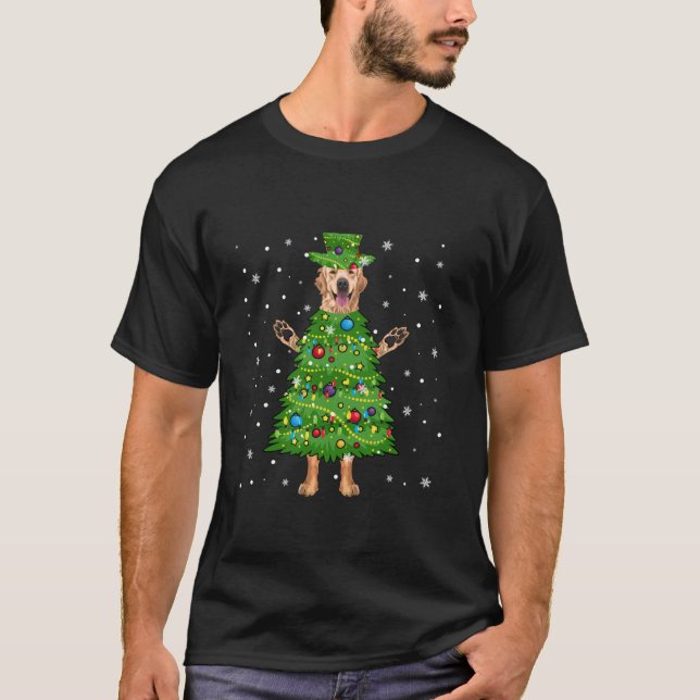 T-shirt Golden Retriever As Christmas Tree Costume Funny D (Devant)