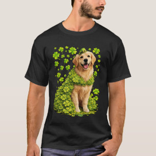 T-shirt Golden Retriever avec trèfles Shamrocks St Patrick