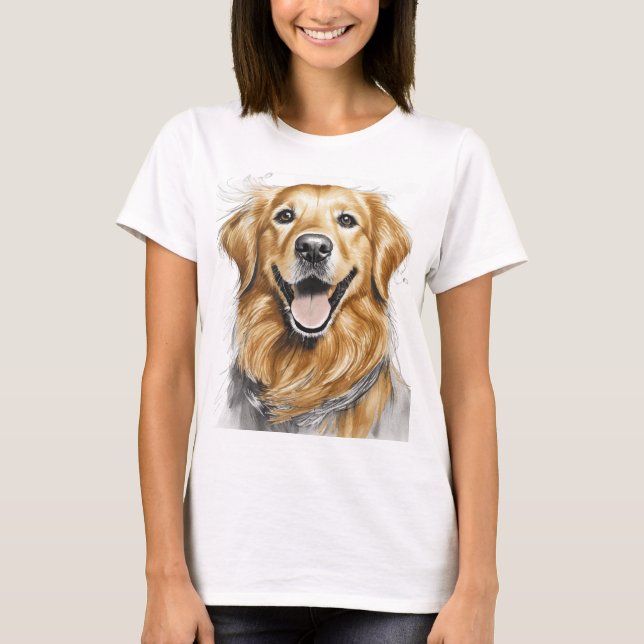 T-shirt Golden Retriever chien heureux (Devant)