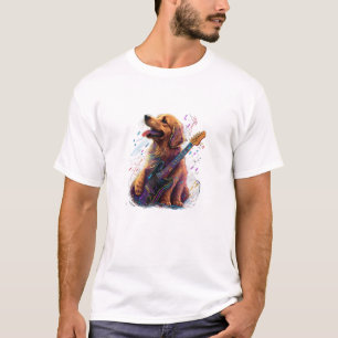 T-shirt Golden Retriever chien Jouer Electric Guitar Rock