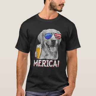 T-shirt Golden Retriever Chien Merica 4E Juillet Patriotiq