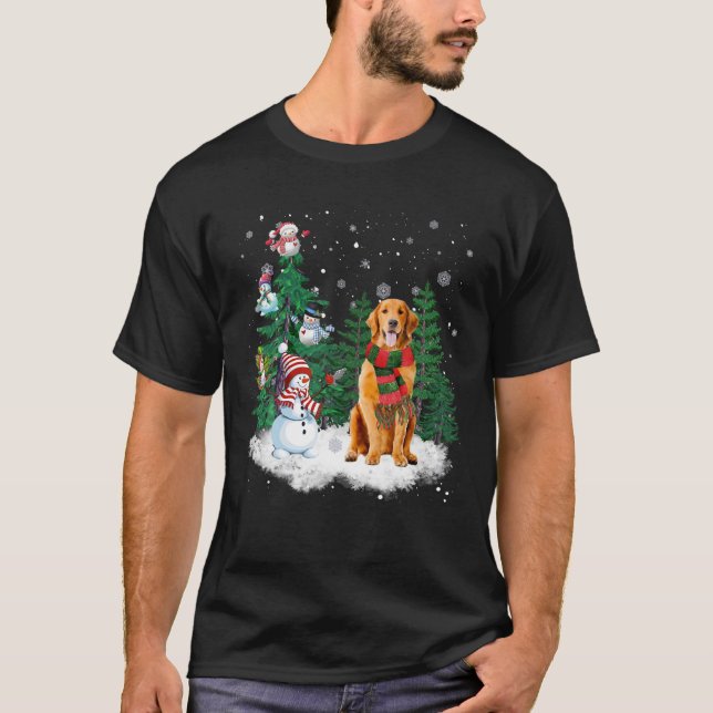 T-shirt Golden Retriever Chien Noël Snowman Xmas Tree P (Devant)